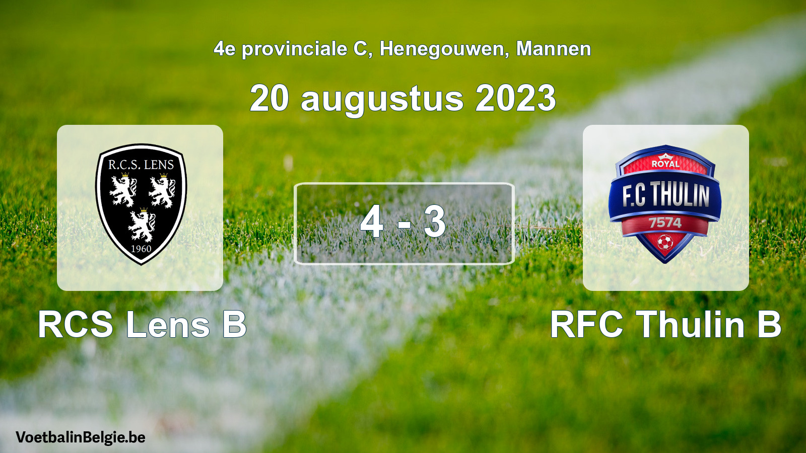 Gespeelde wedstrijd mannenvoetbal: RCS Lens B - RFC Thulin B 4 - 3 (20 augustus 2023)
