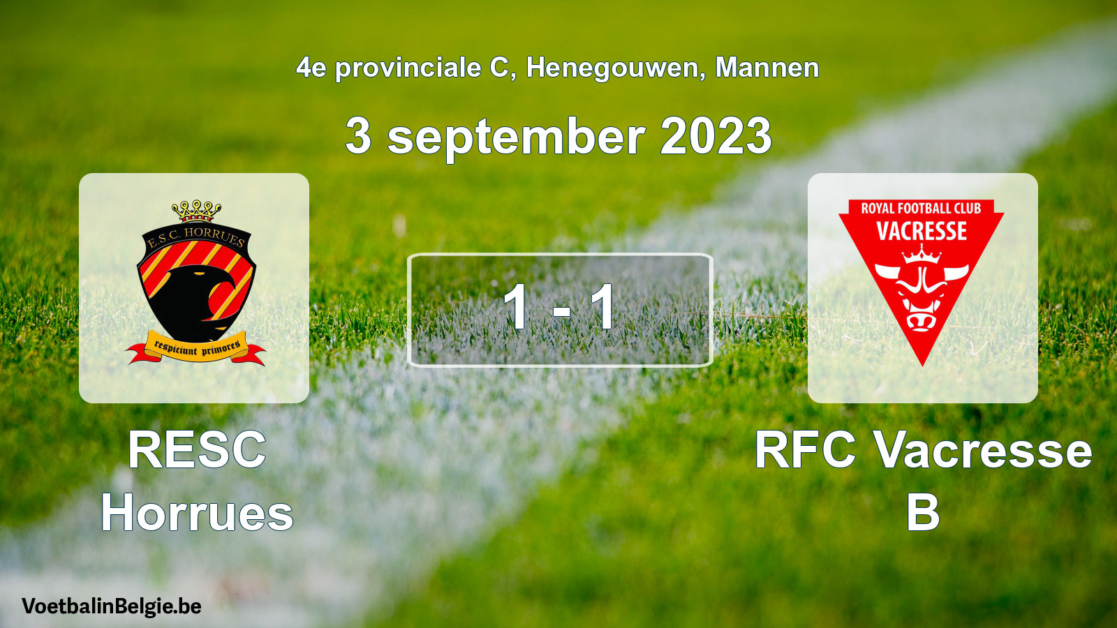Gespeelde wedstrijd mannenvoetbal: RESC Horrues - RFC Vacresse B 1 - 1 (3 september 2023)