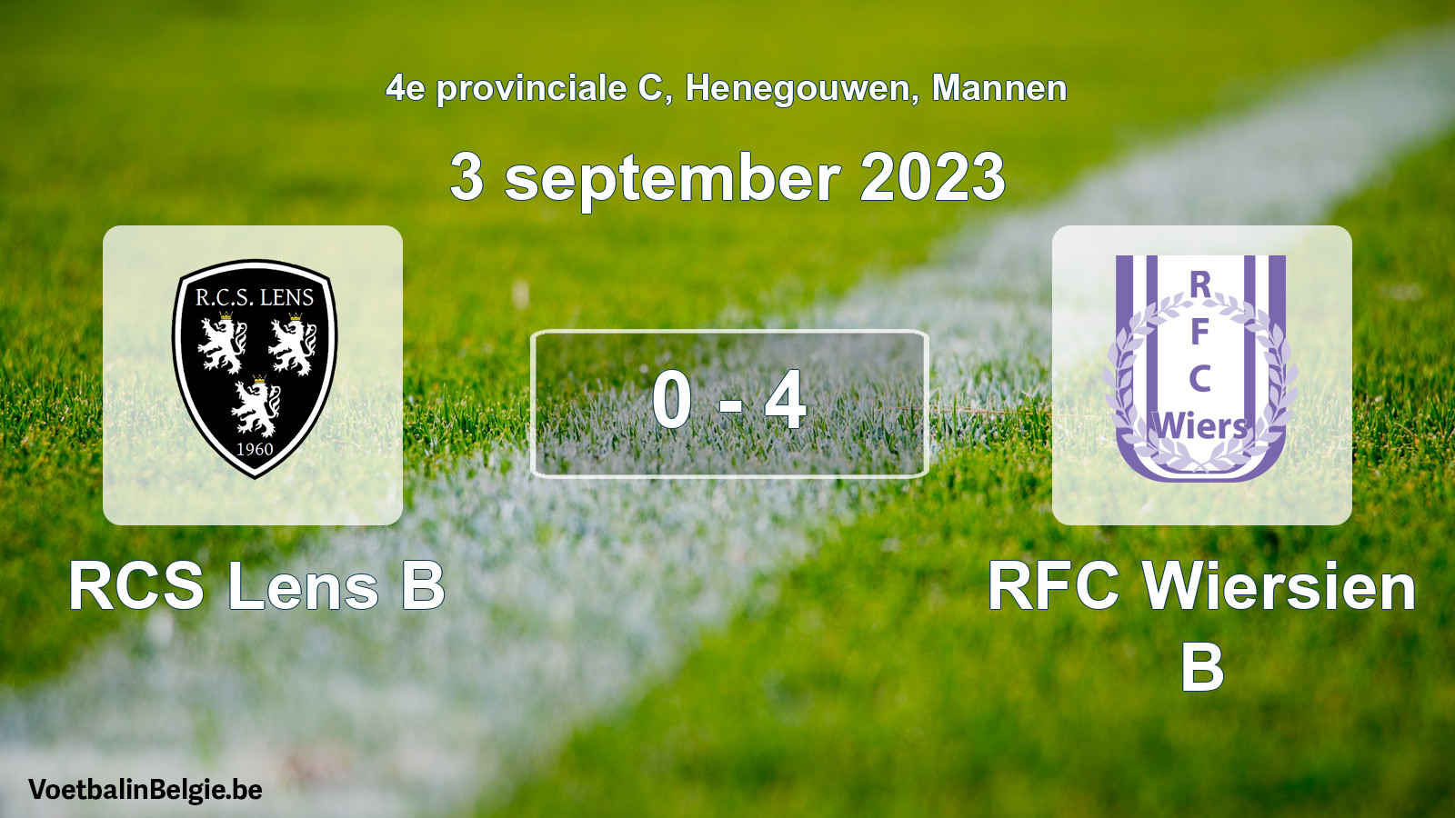 Gespeelde wedstrijd mannenvoetbal: RCS Lens B - RFC Wiersien B 0 - 4 (3 september 2023)