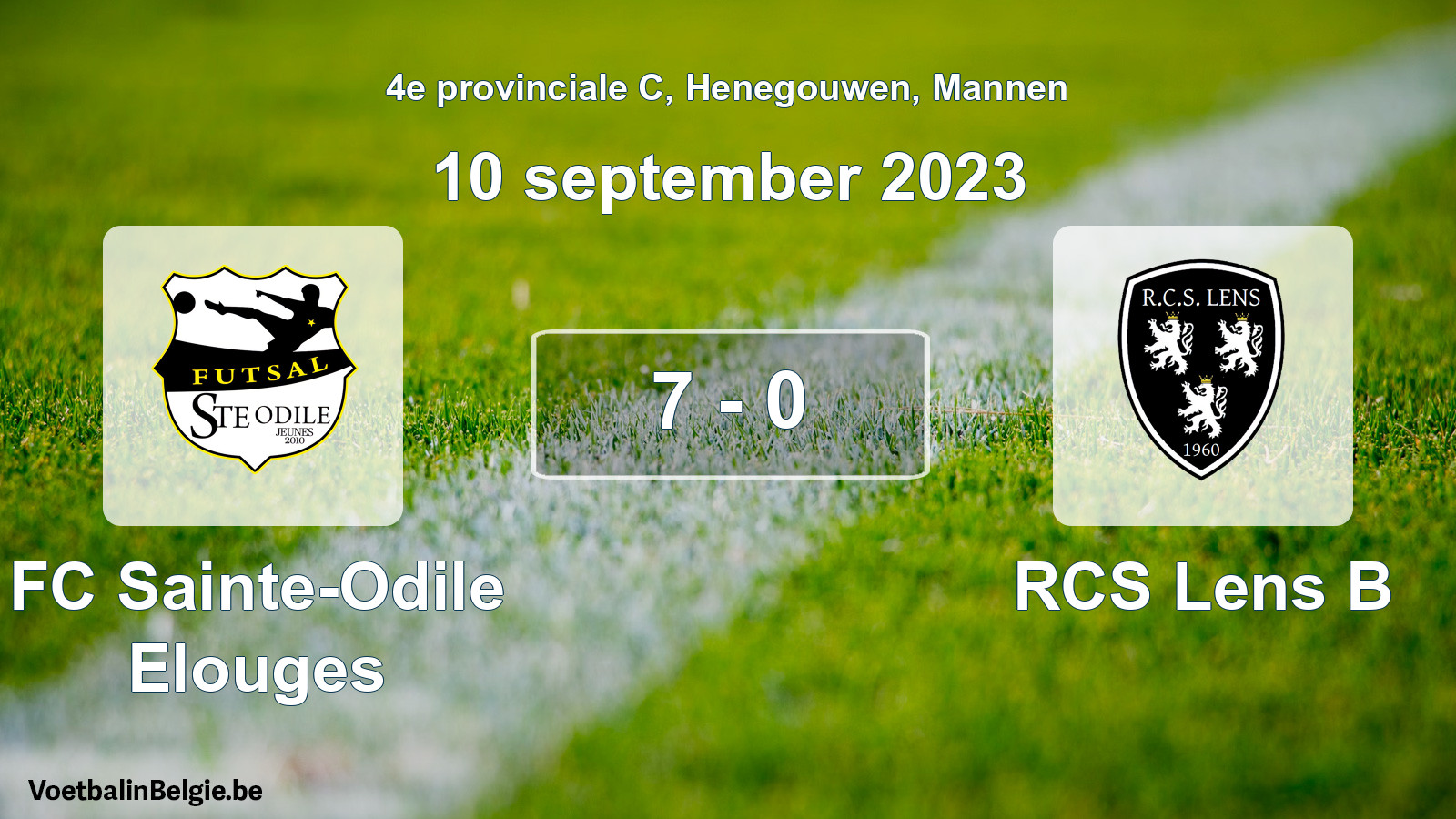 Gespeelde wedstrijd mannenvoetbal: FC Sainte-Odile Elouges - RCS Lens B 7 - 0 (10 september 2023)