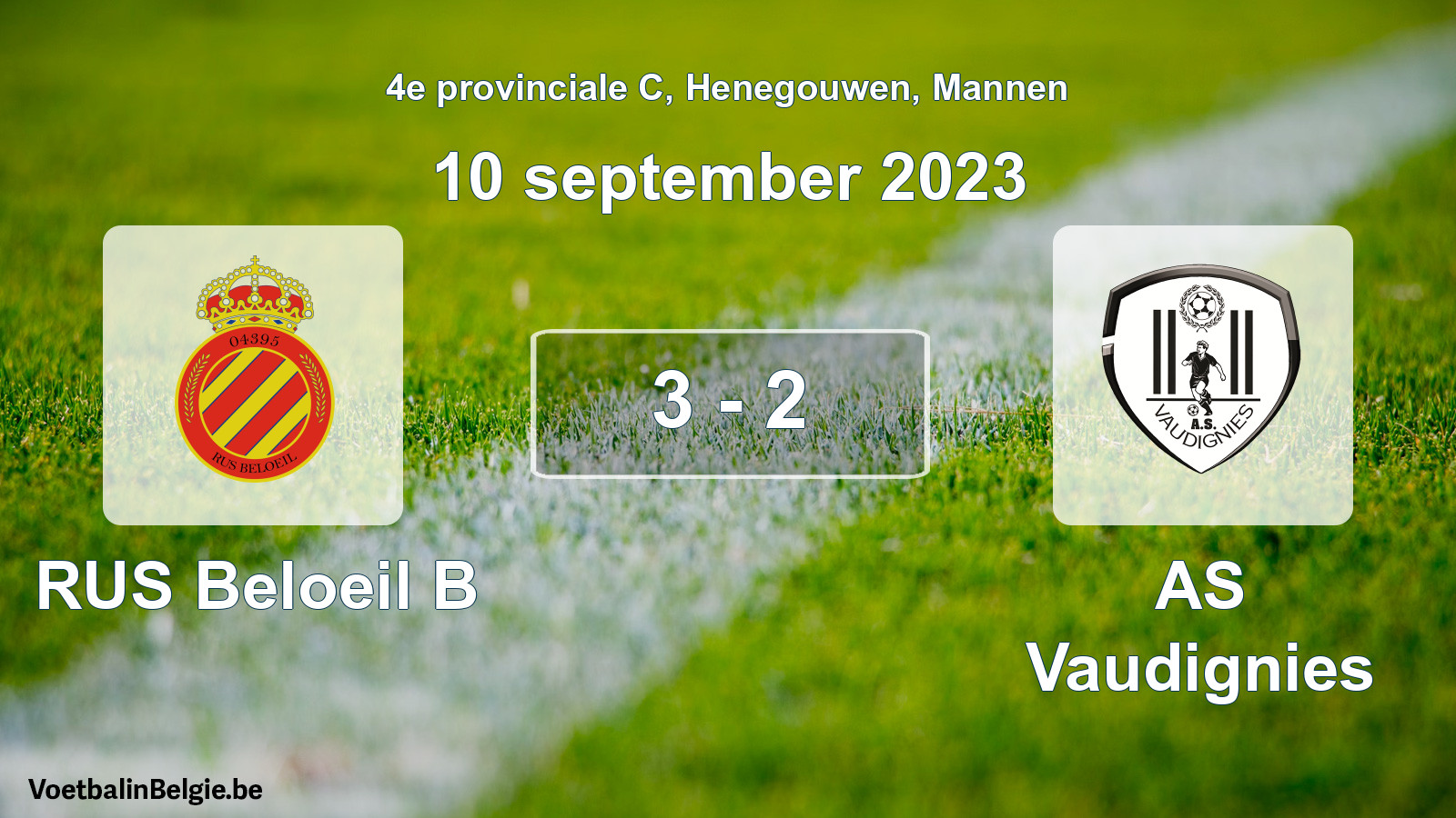 Gespeelde wedstrijd mannenvoetbal: RUS Beloeil B - AS Vaudignies 3 - 2 (10 september 2023)