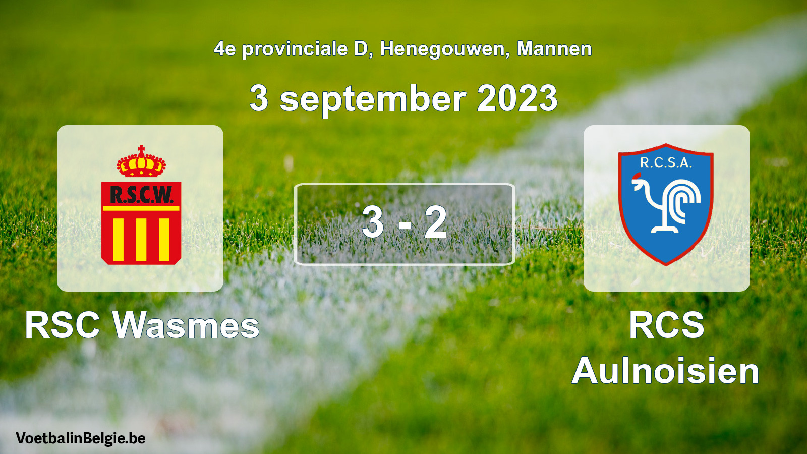 Gespeelde wedstrijd mannenvoetbal: RSC Wasmes - RCS Aulnoisien 3 - 2 (3 september 2023)