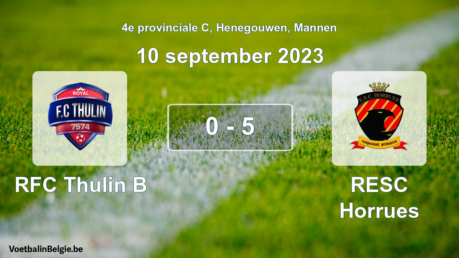 Gespeelde wedstrijd mannenvoetbal: RFC Thulin B - RESC Horrues 0 - 5 (10 september 2023)