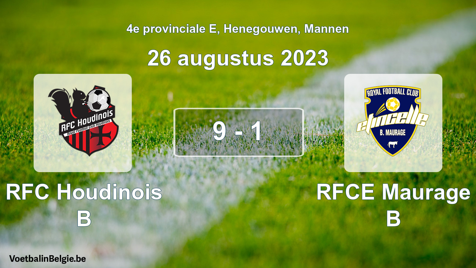 Gespeelde wedstrijd mannenvoetbal: RFC Houdinois B - RFCE Maurage B 9 - 1 (26 augustus 2023)