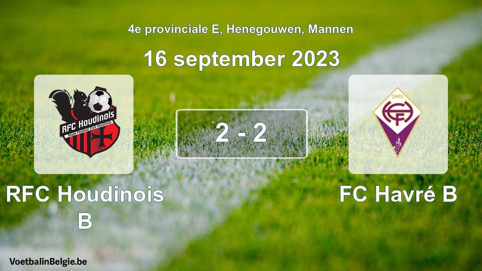 Gespeelde wedstrijd mannenvoetbal: RFC Houdinois B - FC Havré B 2 - 2 (16 september 2023)
