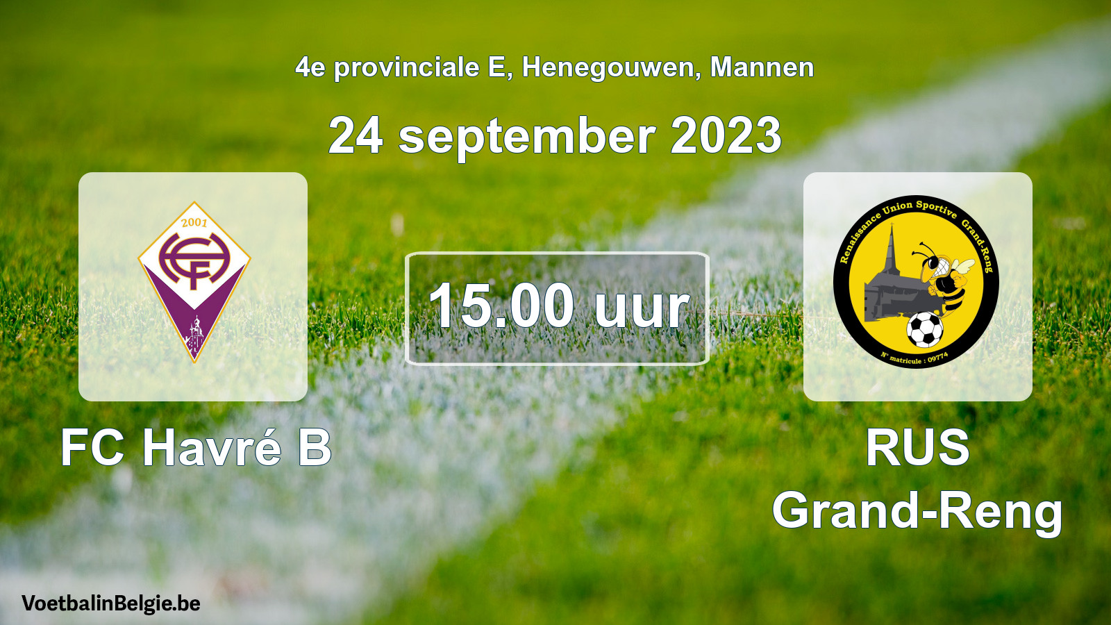 Scheduled match men football: FC Havré B - RUS Grand-Reng (24 September 2023)