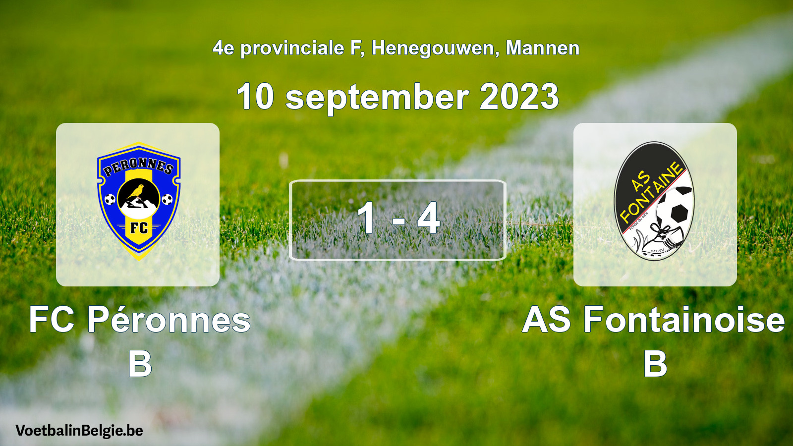 Gespeelde wedstrijd mannenvoetbal: FC Péronnes B - AS Fontainoise B 1 - 4 (10 september 2023)