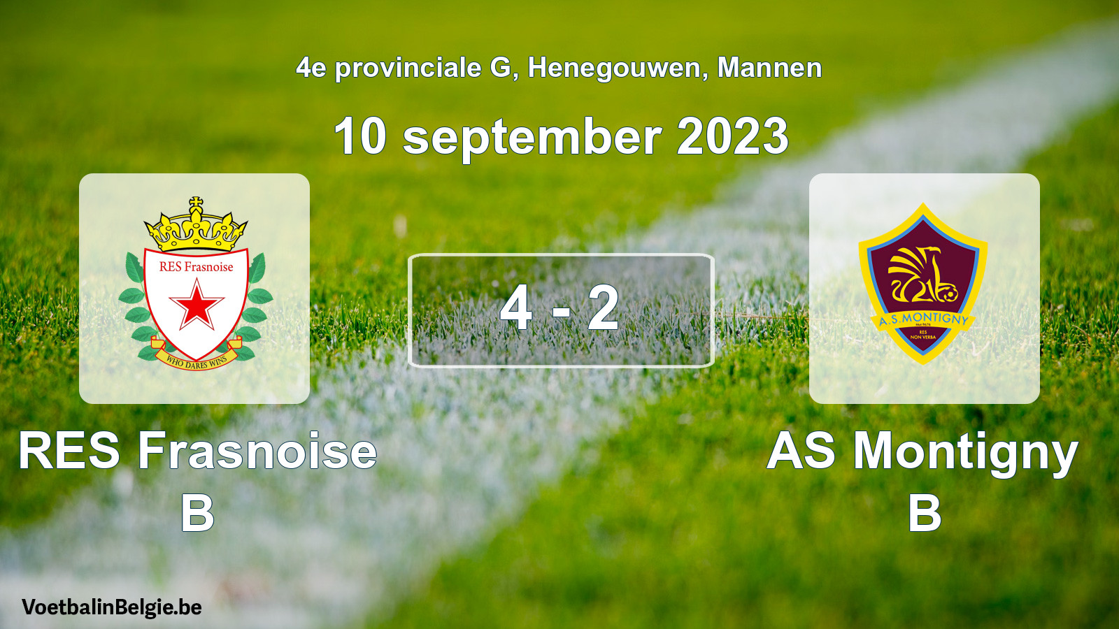 Gespeelde wedstrijd mannenvoetbal: RES Frasnoise B - AS Montigny B 4 - 2 (10 september 2023)