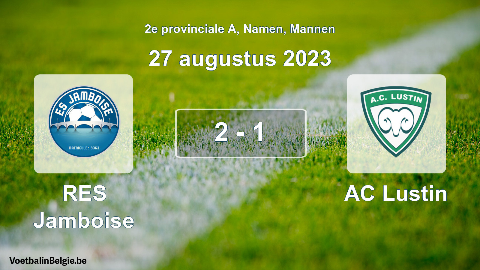 Gespeelde wedstrijd mannenvoetbal: RES Jamboise - AC Lustin 2 - 1 (27 augustus 2023)