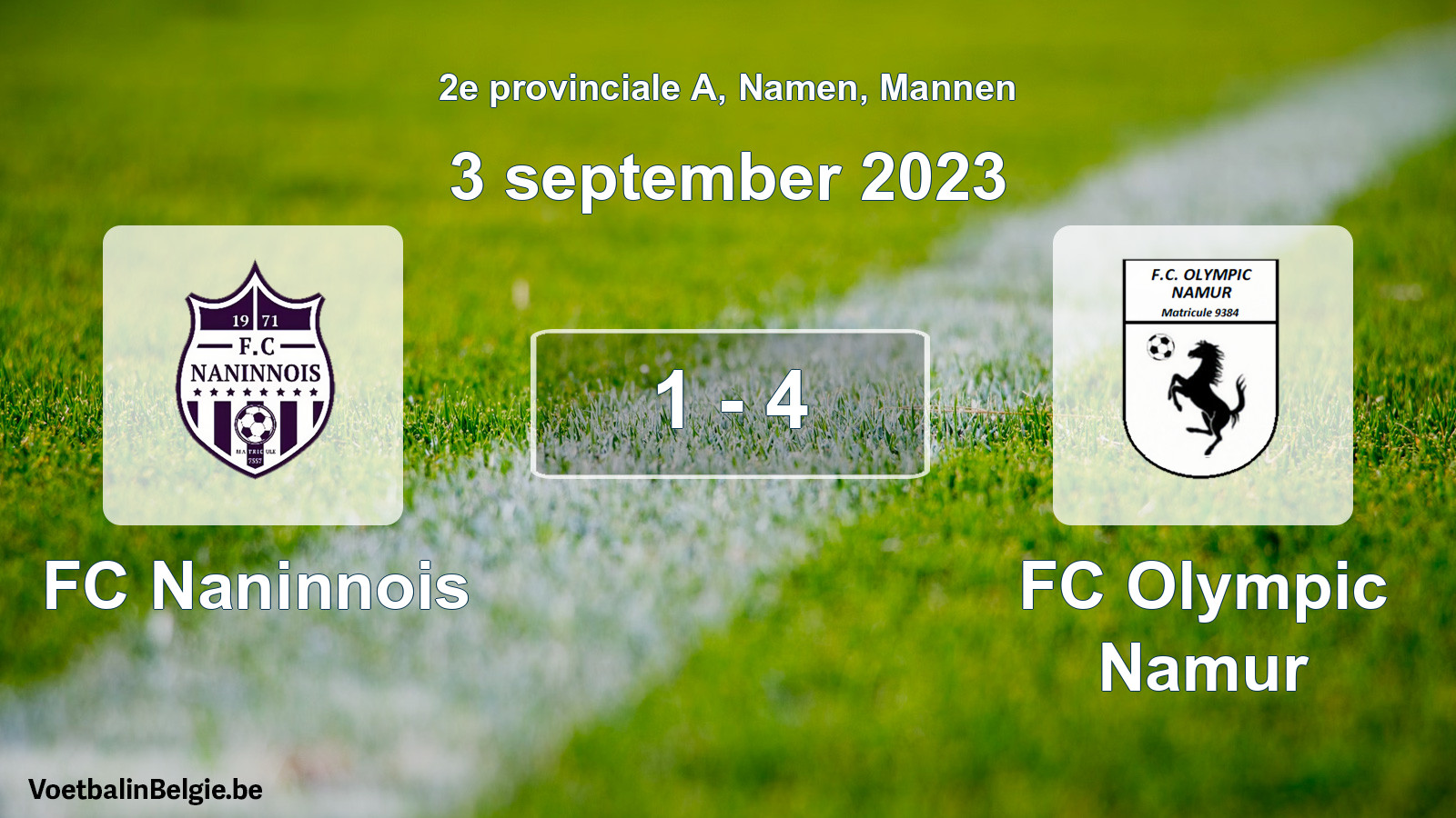 Gespeelde wedstrijd mannenvoetbal: FC Naninnois - FC Olympic Namur 1 - 4 (3 september 2023)