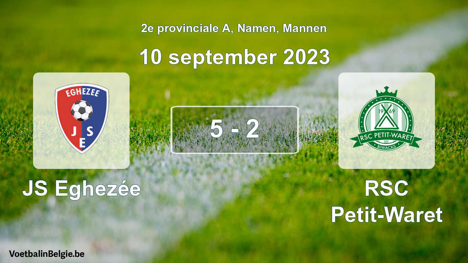 Gespeelde wedstrijd mannenvoetbal: JS Eghezée - RSC Petit-Waret 5 - 2 (10 september 2023)