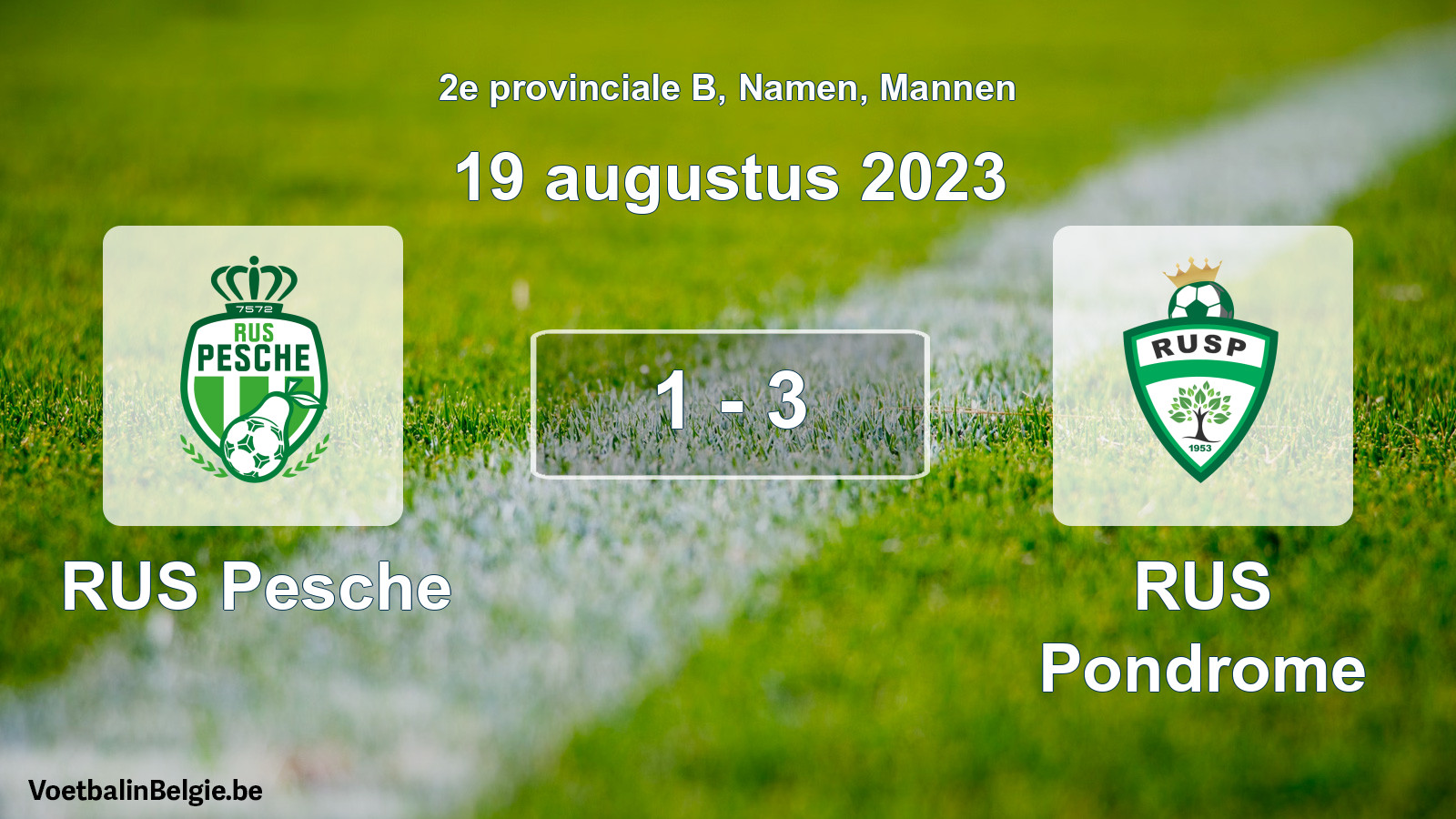 Gespeelde wedstrijd mannenvoetbal: RUS Pesche - RUS Pondrome 1 - 3 (19 augustus 2023)