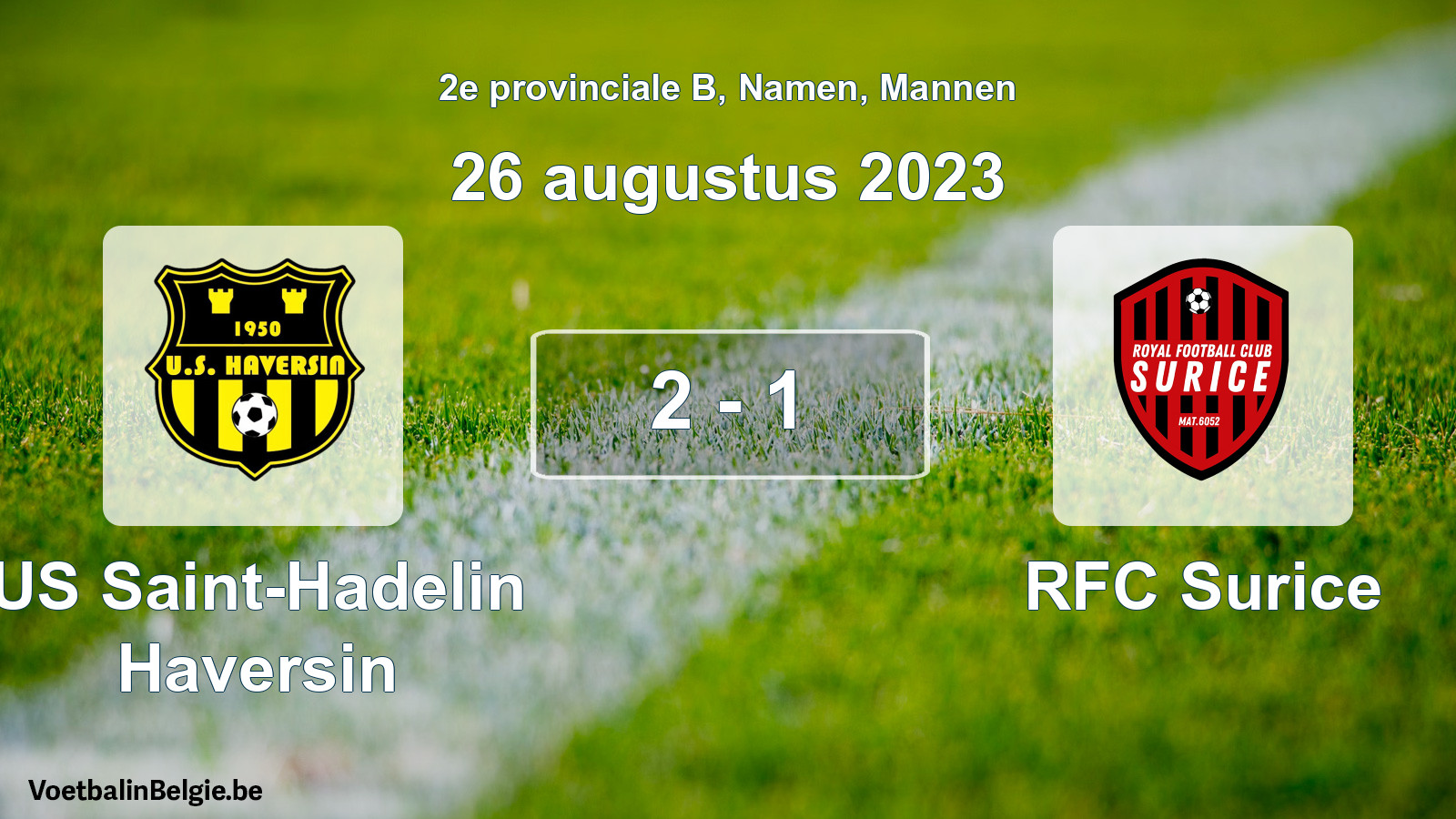 Gespeelde wedstrijd mannenvoetbal: US Saint-Hadelin Haversin - RFC Surice 2 - 1 (26 augustus 2023)