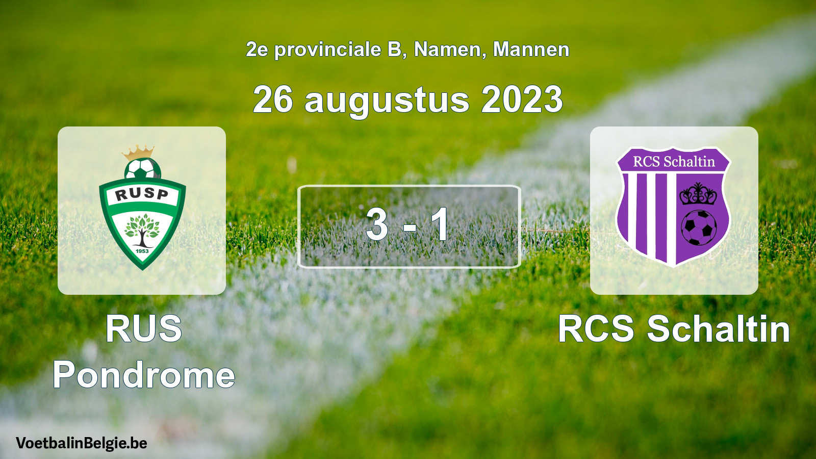 Gespeelde wedstrijd mannenvoetbal: RUS Pondrome - RCS Schaltin 3 - 1 (26 augustus 2023)