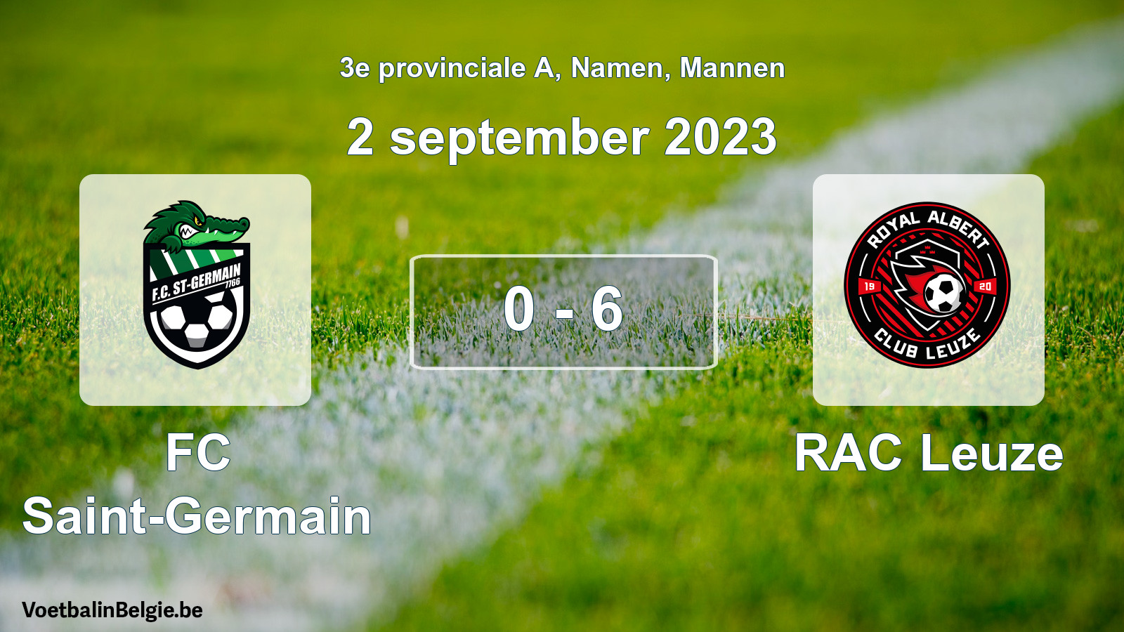 Gespeelde wedstrijd mannenvoetbal: FC Saint-Germain - RAC Leuze 0 - 6 (2 september 2023)