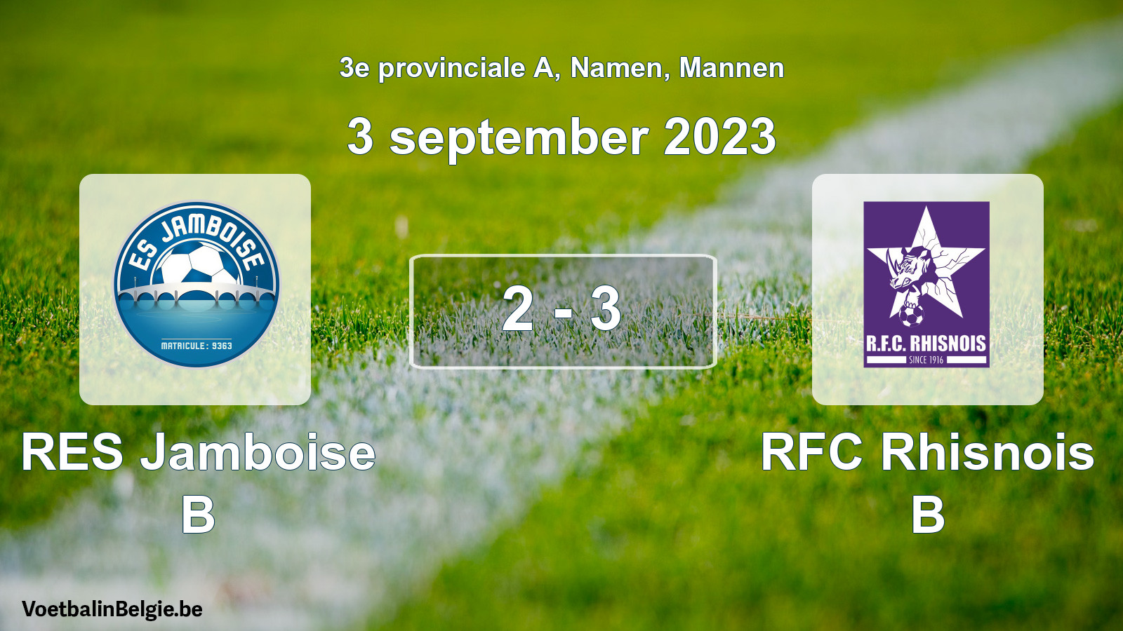Gespeelde wedstrijd mannenvoetbal: RES Jamboise B - RFC Rhisnois B 2 - 3 (3 september 2023)