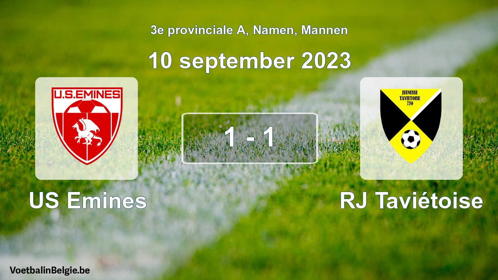 Gespeelde wedstrijd mannenvoetbal: US Emines - RJ Taviétoise 1 - 1 (10 september 2023)