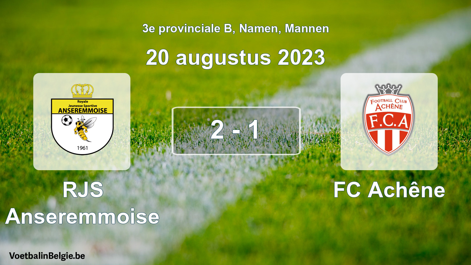 Gespeelde wedstrijd mannenvoetbal: RJS Anseremmoise - FC Achêne 2 - 1 (20 augustus 2023)
