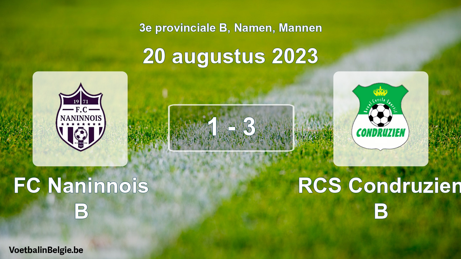 Gespeelde wedstrijd mannenvoetbal: FC Naninnois B - RCS Condruzien B 1 - 3 (20 augustus 2023)