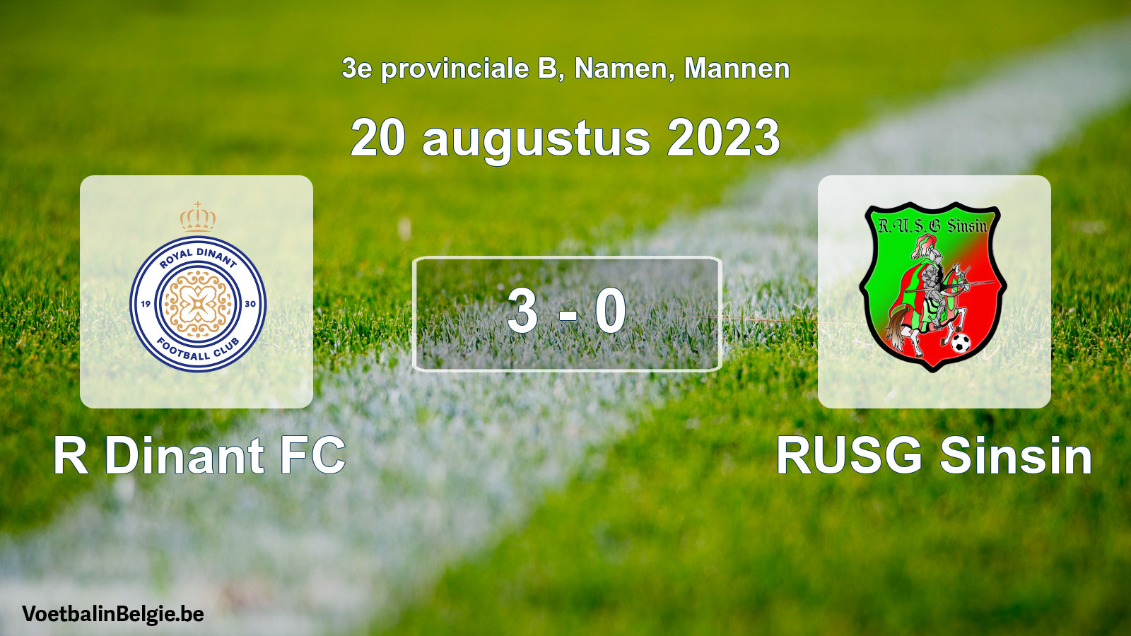 Gespeelde wedstrijd mannenvoetbal: R Dinant FC - RUSG Sinsin 3 - 0 (20 augustus 2023)