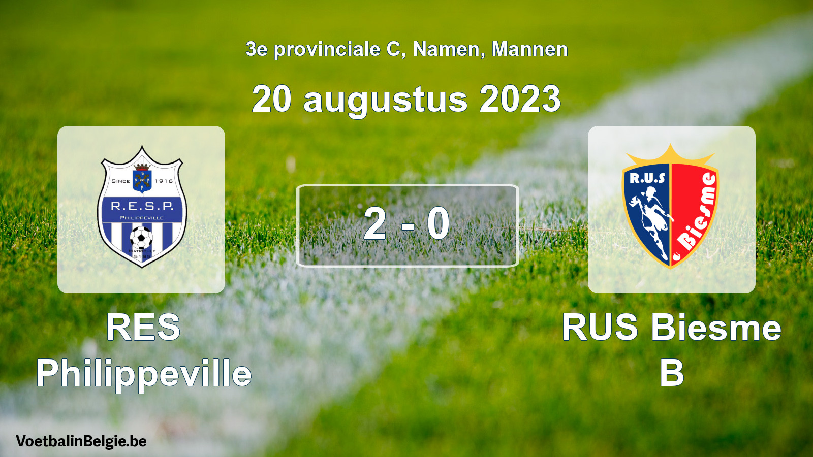 Gespeelde wedstrijd mannenvoetbal: RES Philippeville - RUS Biesme B 2 - 0 (20 augustus 2023)