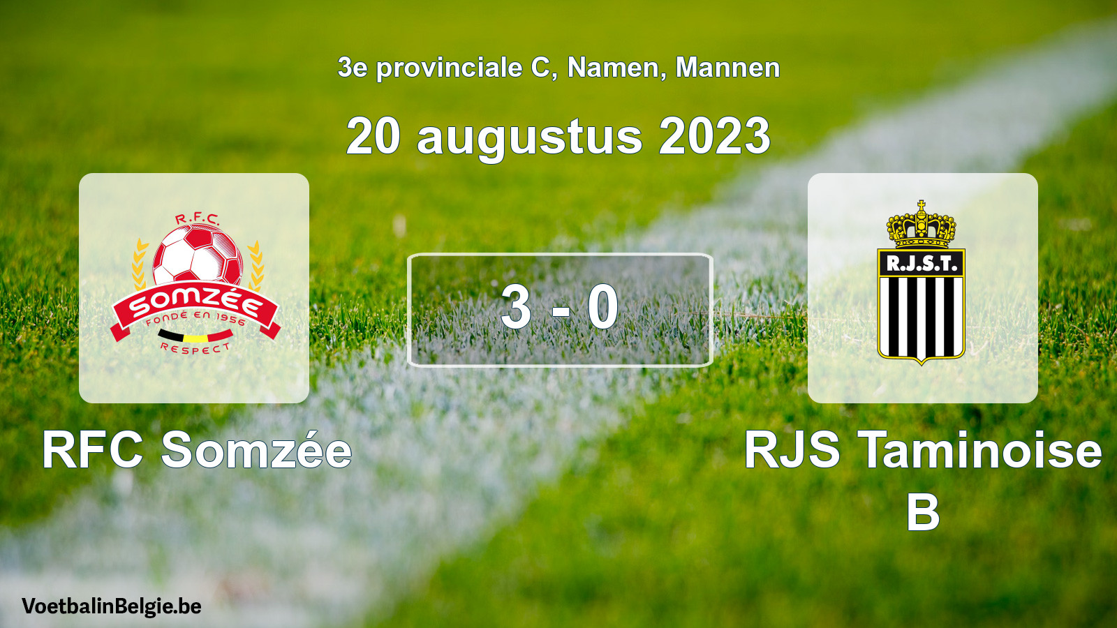 Gespeelde wedstrijd mannenvoetbal: RFC Somzée - RJS Taminoise B 3 - 0 (20 augustus 2023)