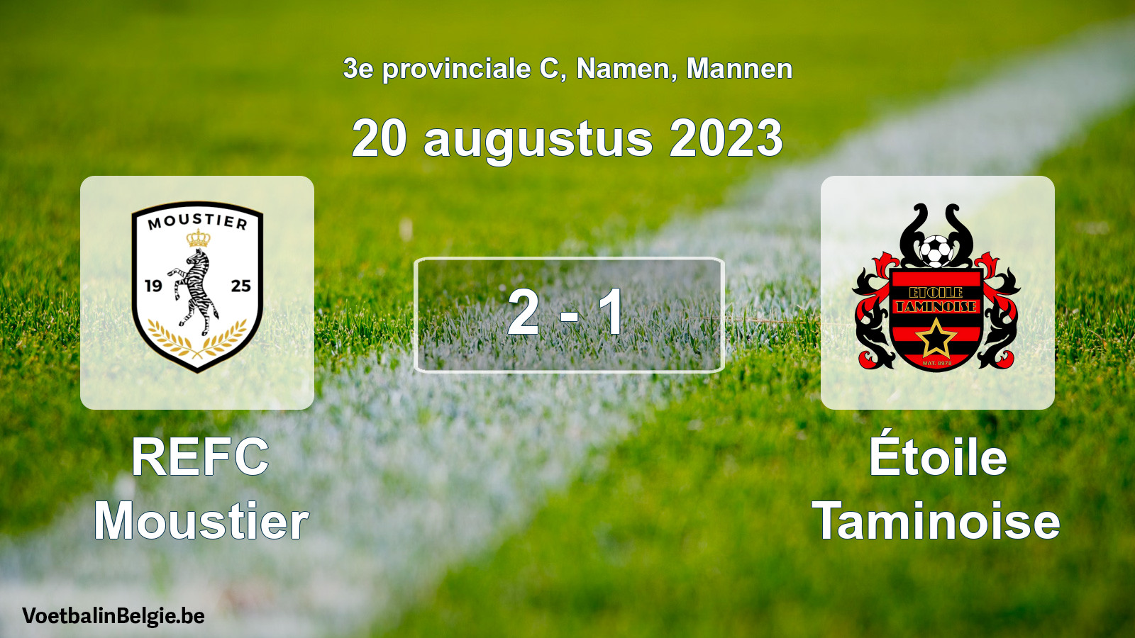 Gespeelde wedstrijd mannenvoetbal: REFC Moustier - Étoile Taminoise 2 - 1 (20 augustus 2023)