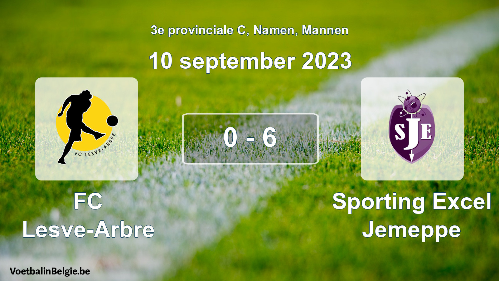 Gespeelde wedstrijd mannenvoetbal: FC Lesve-Arbre - Sporting Excel Jemeppe 0 - 6 (10 september 2023)
