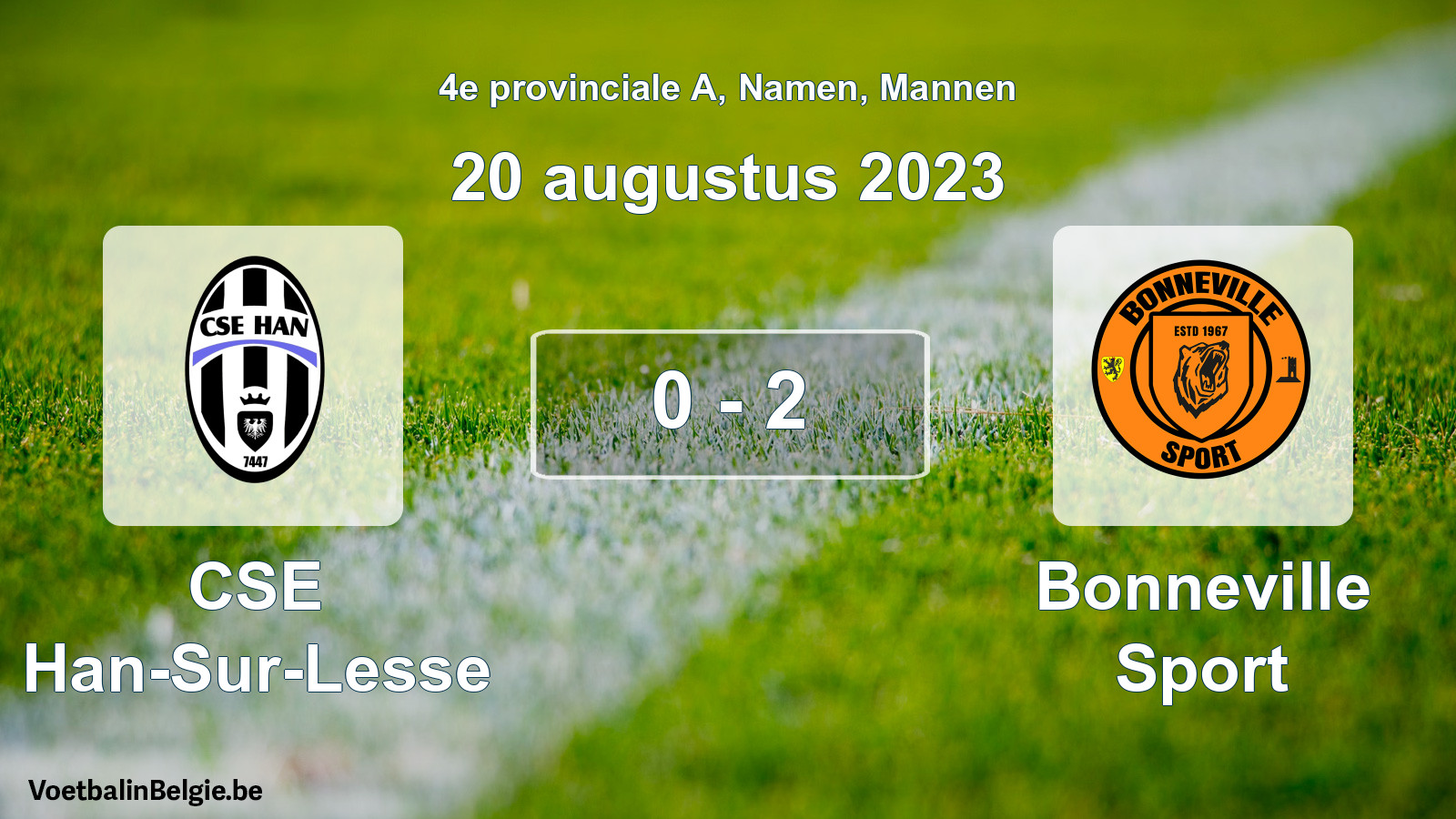 Gespeelde wedstrijd mannenvoetbal: CSE Han-Sur-Lesse - Bonneville Sport 0 - 2 (20 augustus 2023)