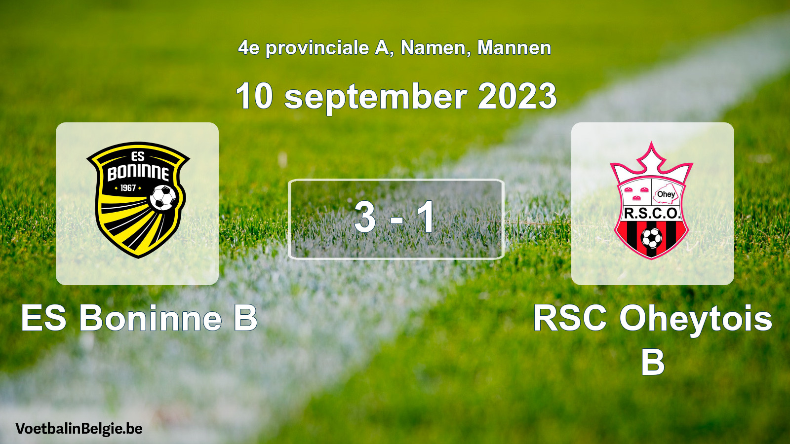 Gespeelde wedstrijd mannenvoetbal: ES Boninne B - RSC Oheytois B 3 - 1 (10 september 2023)
