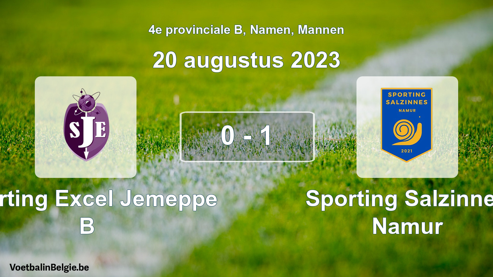 Gespeelde wedstrijd mannenvoetbal: Sporting Excel Jemeppe B - Sporting Salzinnes Namur 0 - 1 (20 augustus 2023)