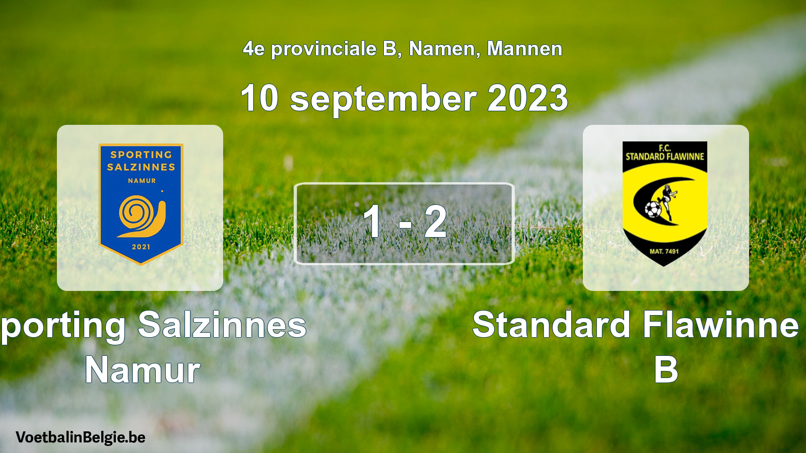 Gespeelde wedstrijd mannenvoetbal: Sporting Salzinnes Namur - Standard Flawinne FC B 1 - 2 (10 september 2023)