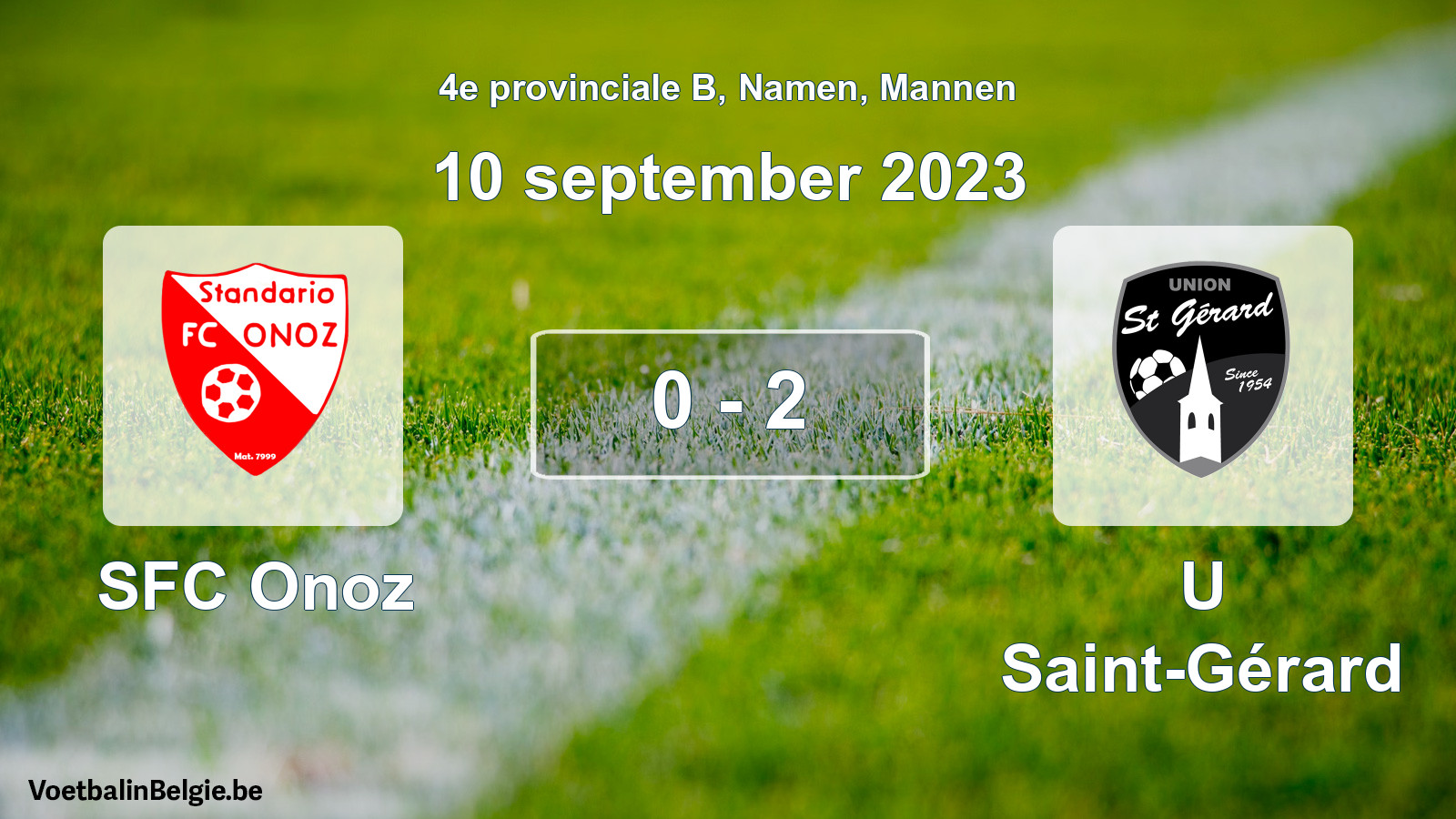 Gespeelde wedstrijd mannenvoetbal: SFC Onoz - U Saint-Gérard 0 - 2 (10 september 2023)