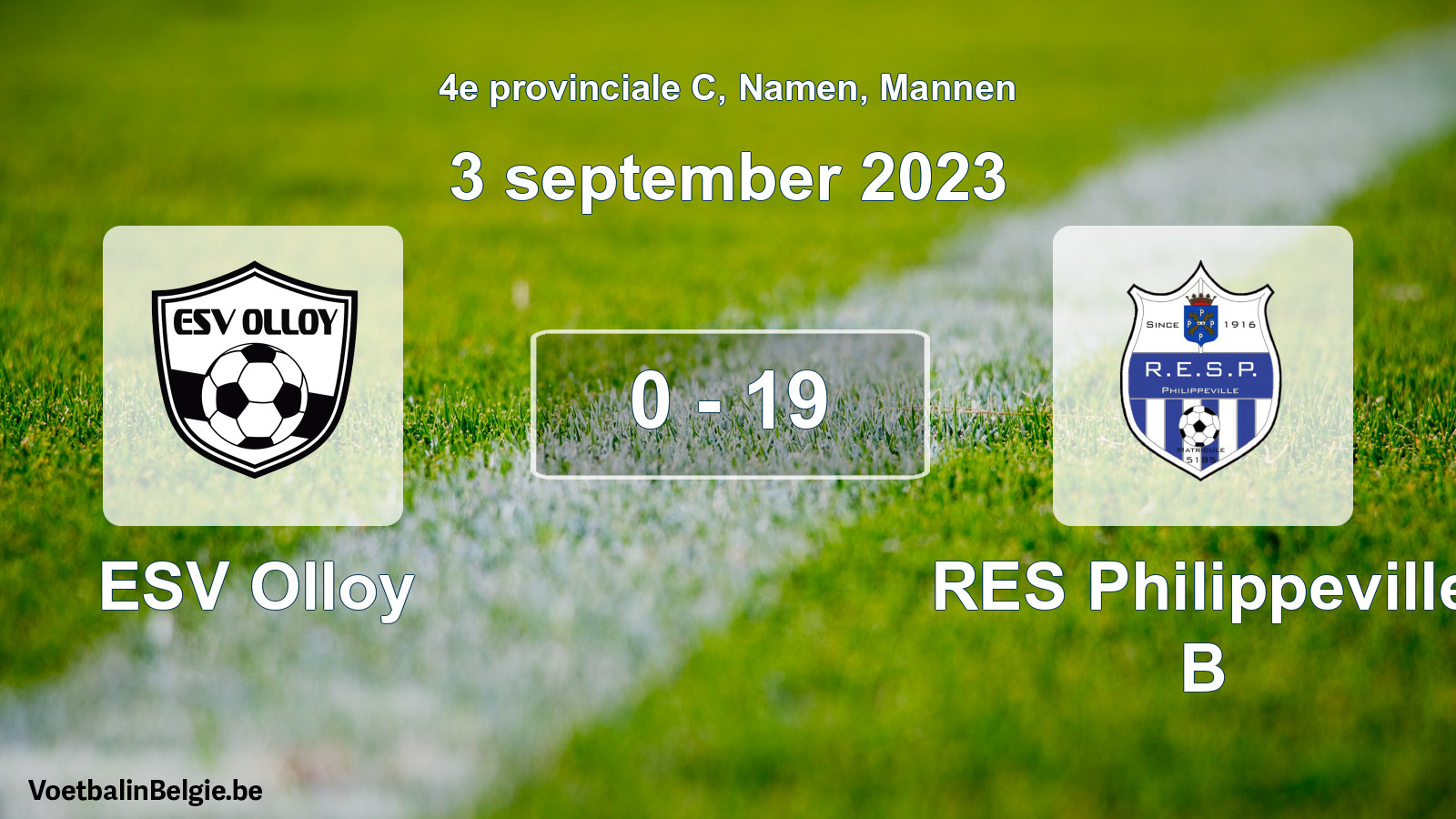 Gespeelde wedstrijd mannenvoetbal: ESV Olloy - RES Philippeville B 0 - 19 (3 september 2023)