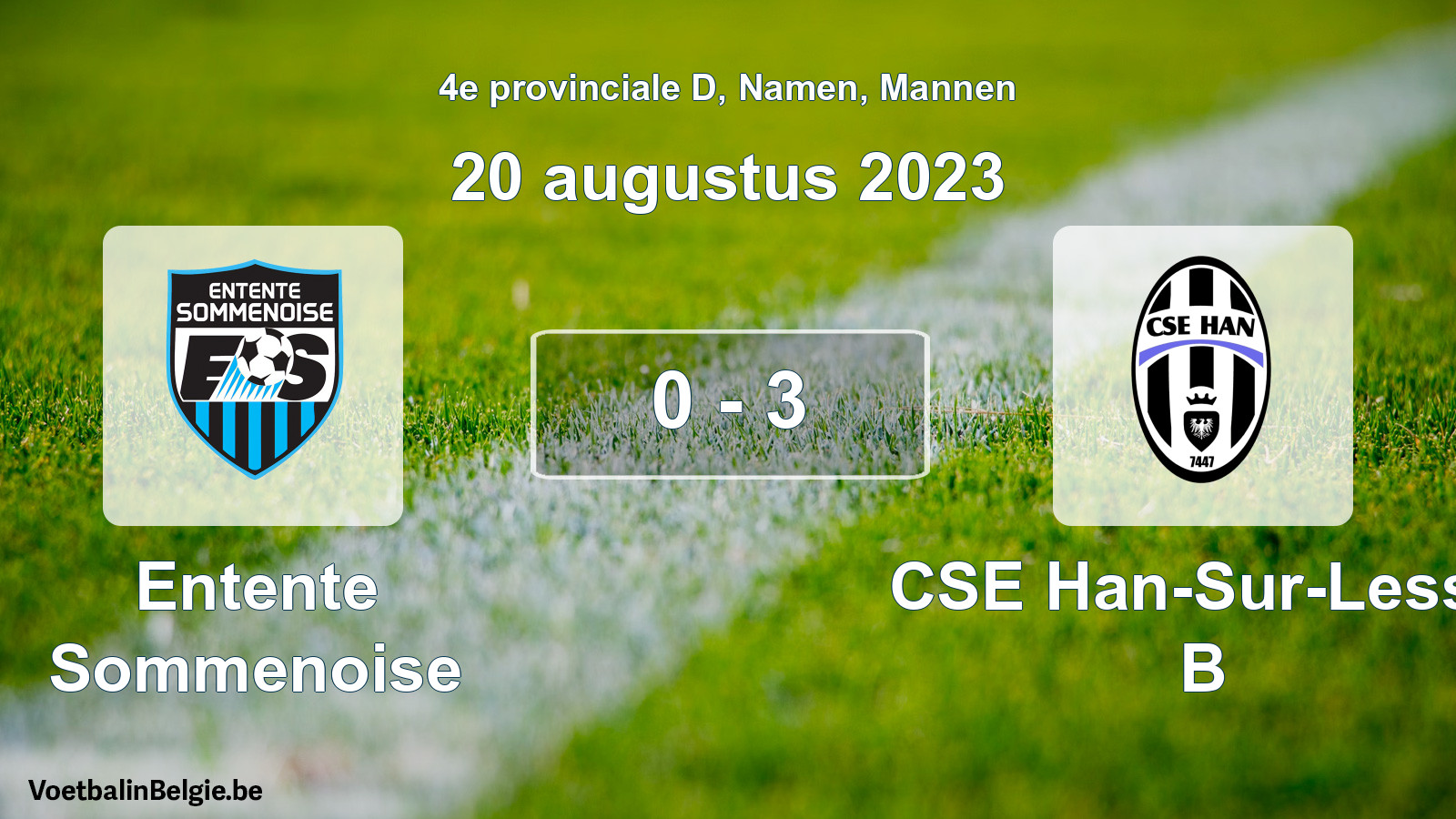 Gespeelde wedstrijd mannenvoetbal: Entente Sommenoise - CSE Han-Sur-Lesse B 0 - 3 (20 augustus 2023)