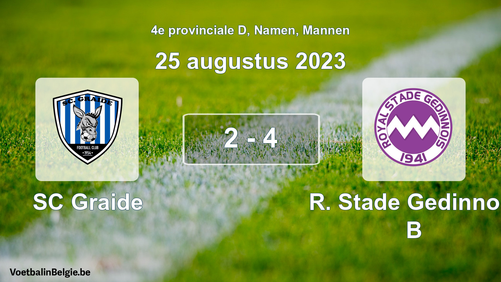 Gespeelde wedstrijd mannenvoetbal: SC Graide - R. Stade Gedinnois B 2 - 4 (25 augustus 2023)