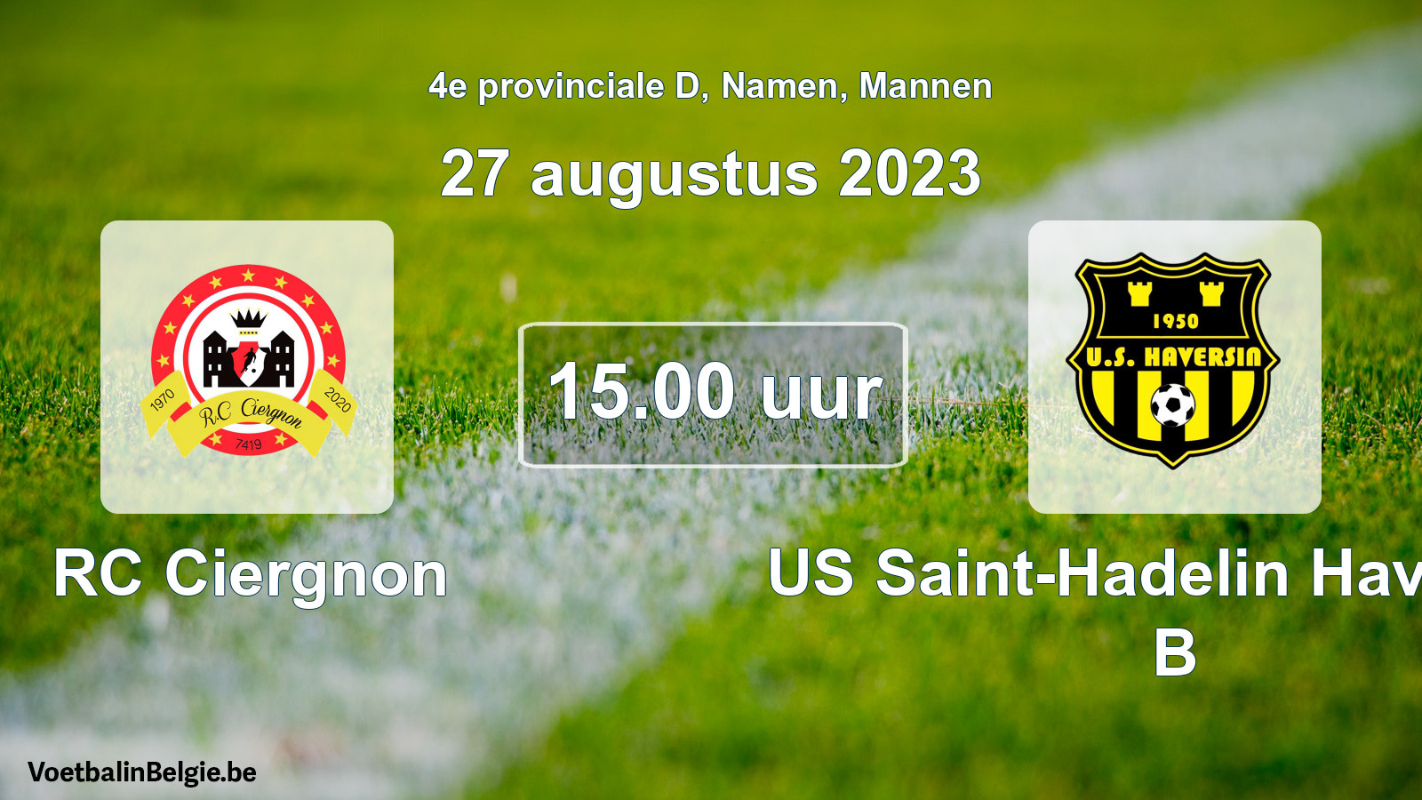 Geplantes Spiel männer-Fußball: RC Ciergnon - US Saint-Hadelin Haversin B (27 August 2023)