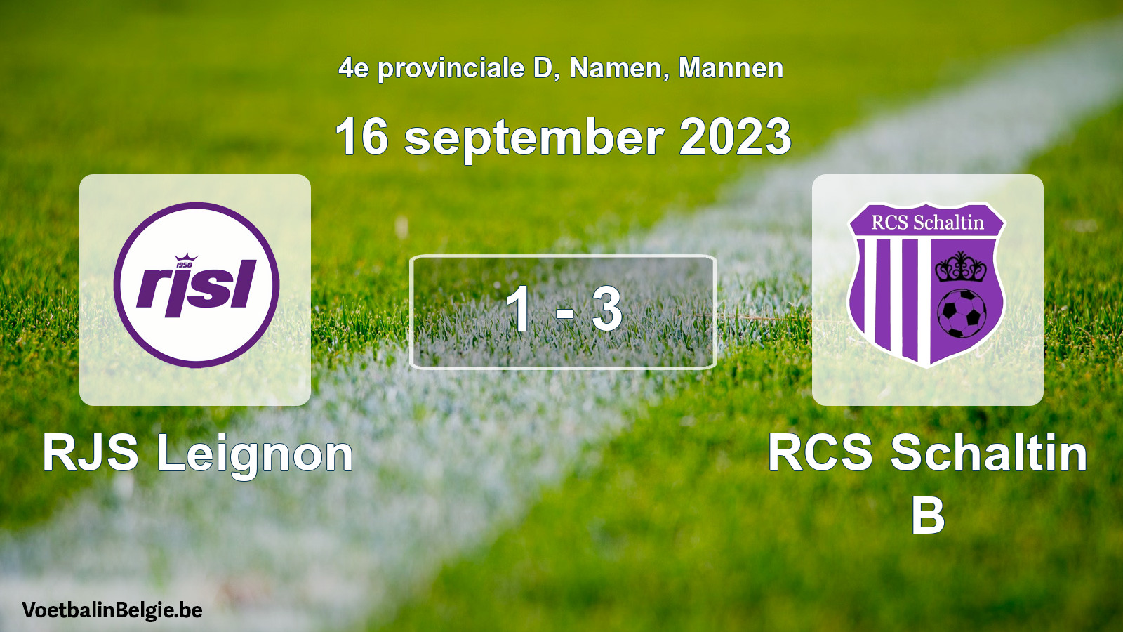 Gespeelde wedstrijd mannenvoetbal: RJS Leignon - RCS Schaltin B 1 - 3 (16 september 2023)