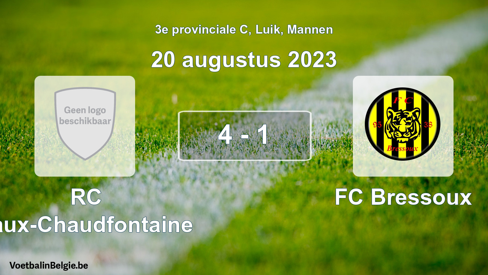 Gespeelde wedstrijd mannenvoetbal: RC Vaux-Chaudfontaine - FC Bressoux 4 - 1 (20 augustus 2023)