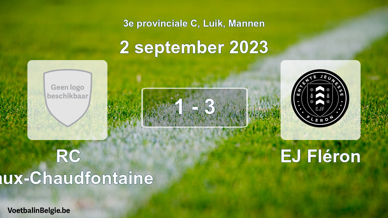 Gespeelde wedstrijd mannenvoetbal: RC Vaux-Chaudfontaine - EJ Fléron 1 - 3 (2 september 2023)