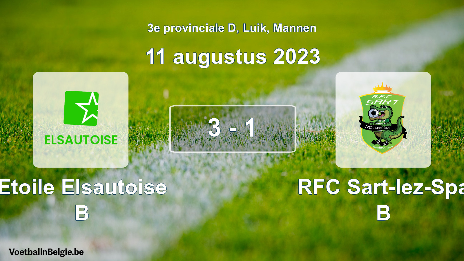 Gespeelde wedstrijd mannenvoetbal: Etoile Elsautoise B - RFC Sart-lez-Spa B 3 - 1 (11 augustus 2023)