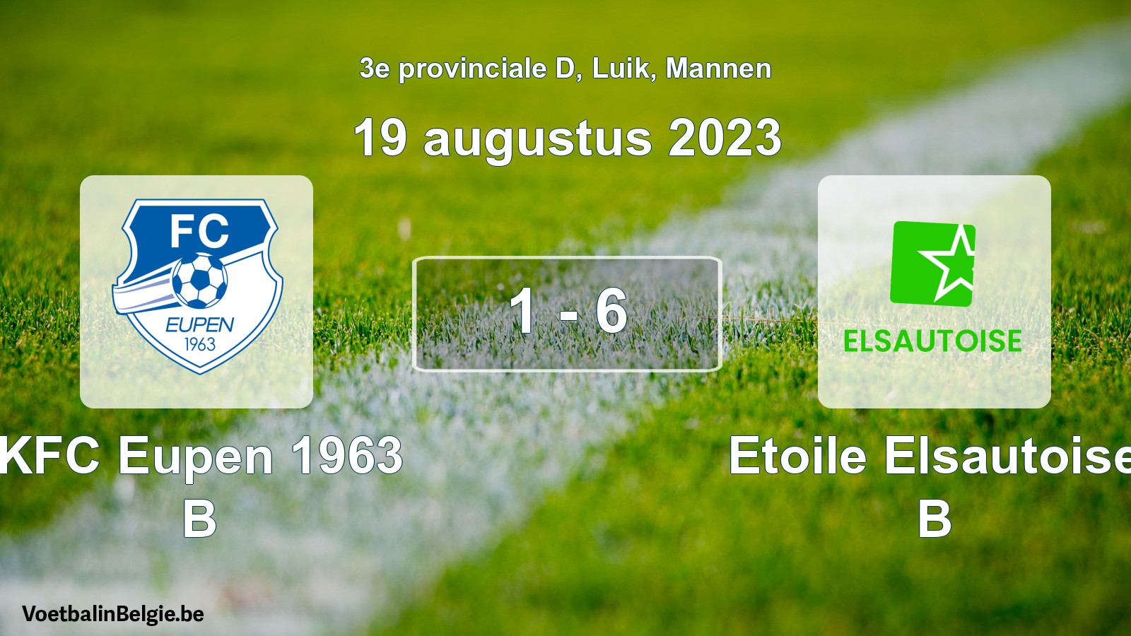 Gespeelde wedstrijd mannenvoetbal: KFC Eupen 1963 B - Etoile Elsautoise B 1 - 6 (19 augustus 2023)