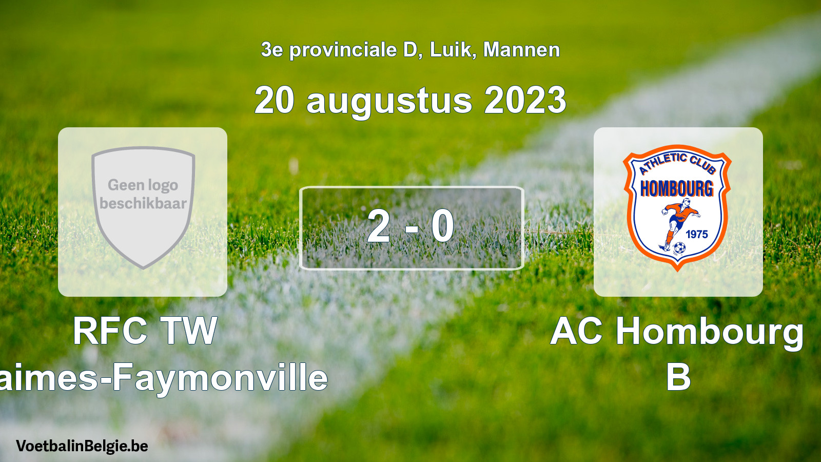 Gespeelde wedstrijd mannenvoetbal: RFC TW Waimes-Faymonville - AC Hombourg B 2 - 0 (20 augustus 2023)