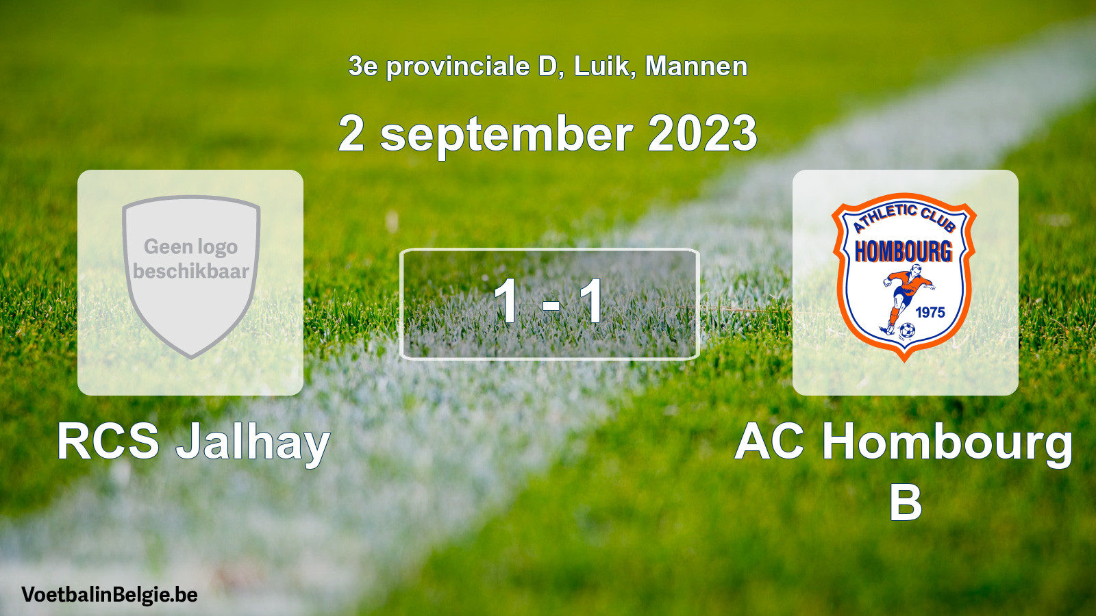 Gespeelde wedstrijd mannenvoetbal: RCS Jalhay - AC Hombourg B 1 - 1 (2 september 2023)
