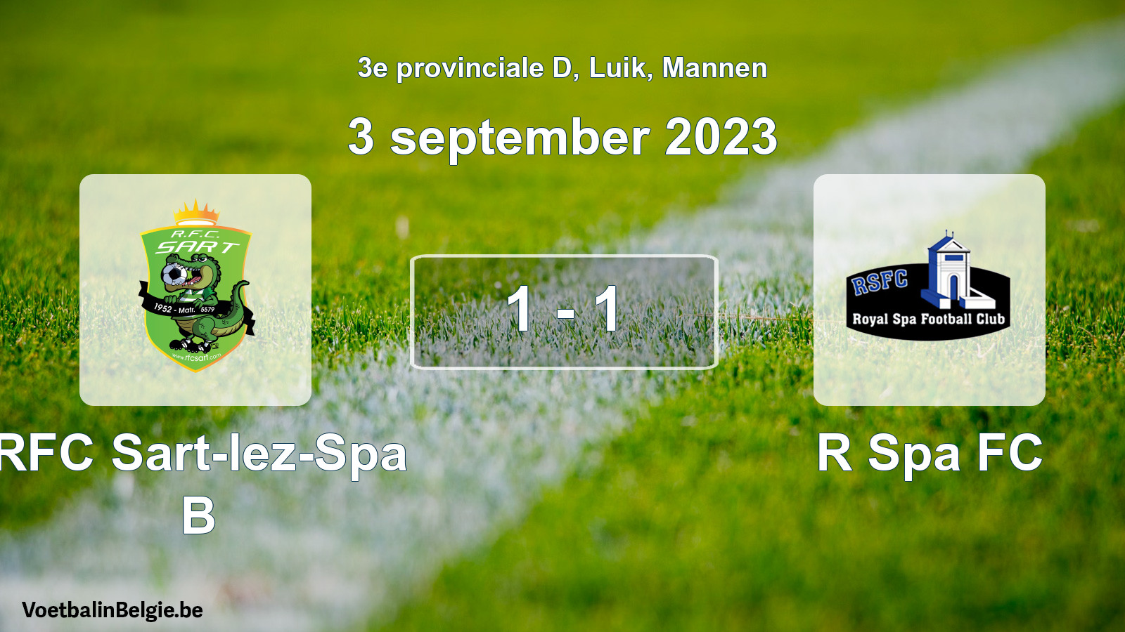 Match joué football hommes: RFC Sart-lez-Spa B - R Spa FC 1 - 1 (3 septembre 2023)