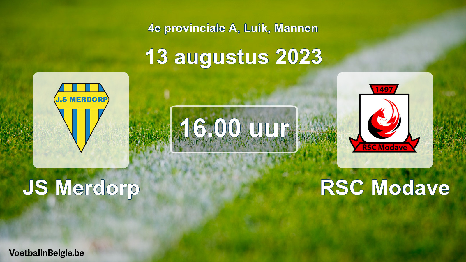 Geplande wedstrijd mannenvoetbal: JS Merdorp - RSC Modave (13 augustus 2023)