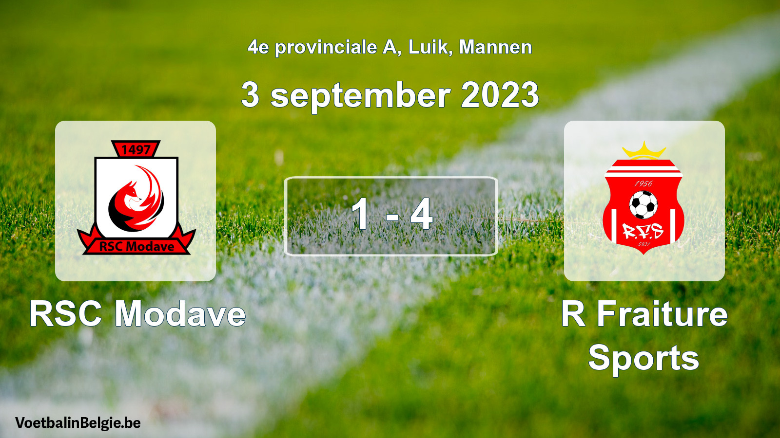 Played match men football: RSC Modave - R Fraiture Sports 1 - 4 (3 September 2023)