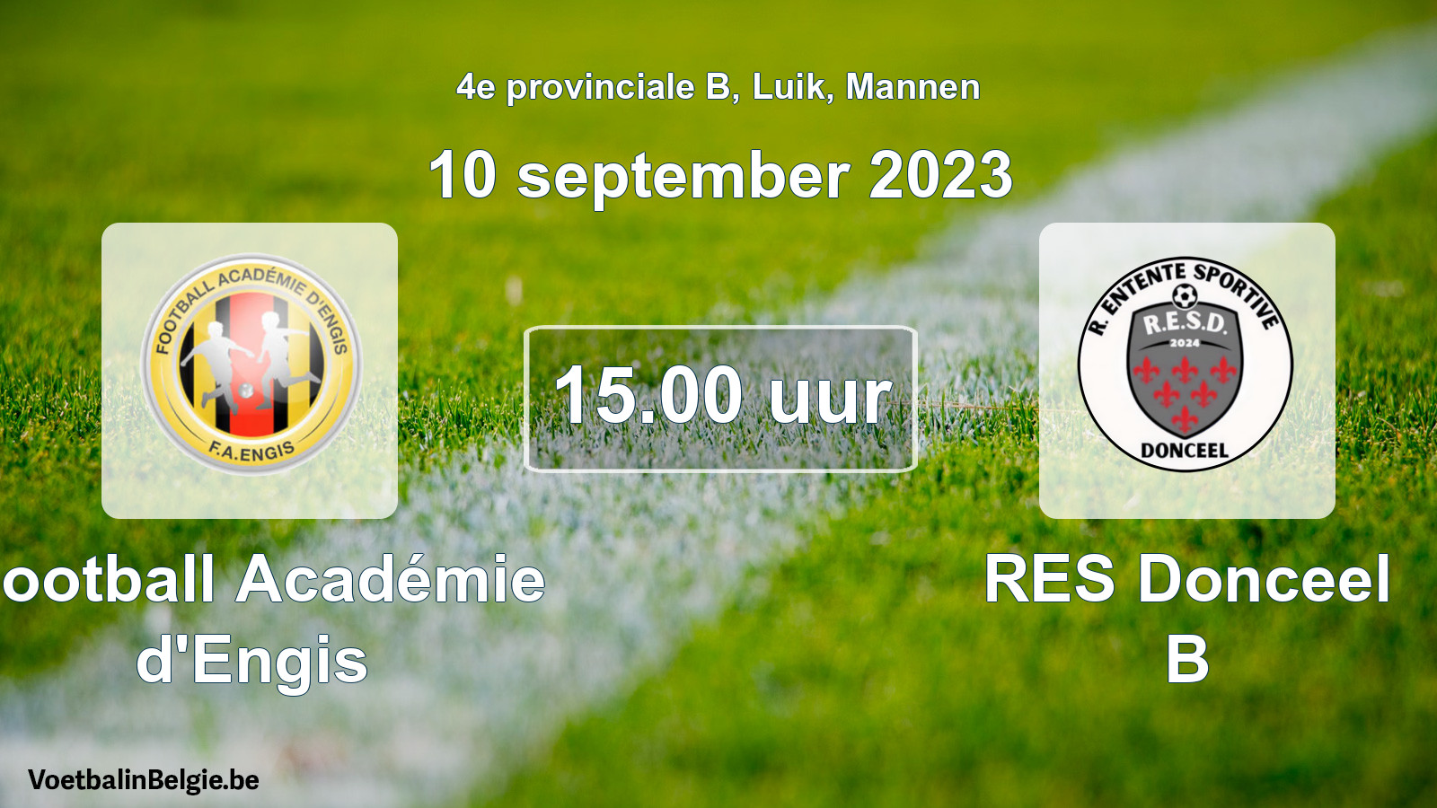 Match prévu football hommes: Football Académie d'Engis - RES Donceel B (10 septembre 2023)