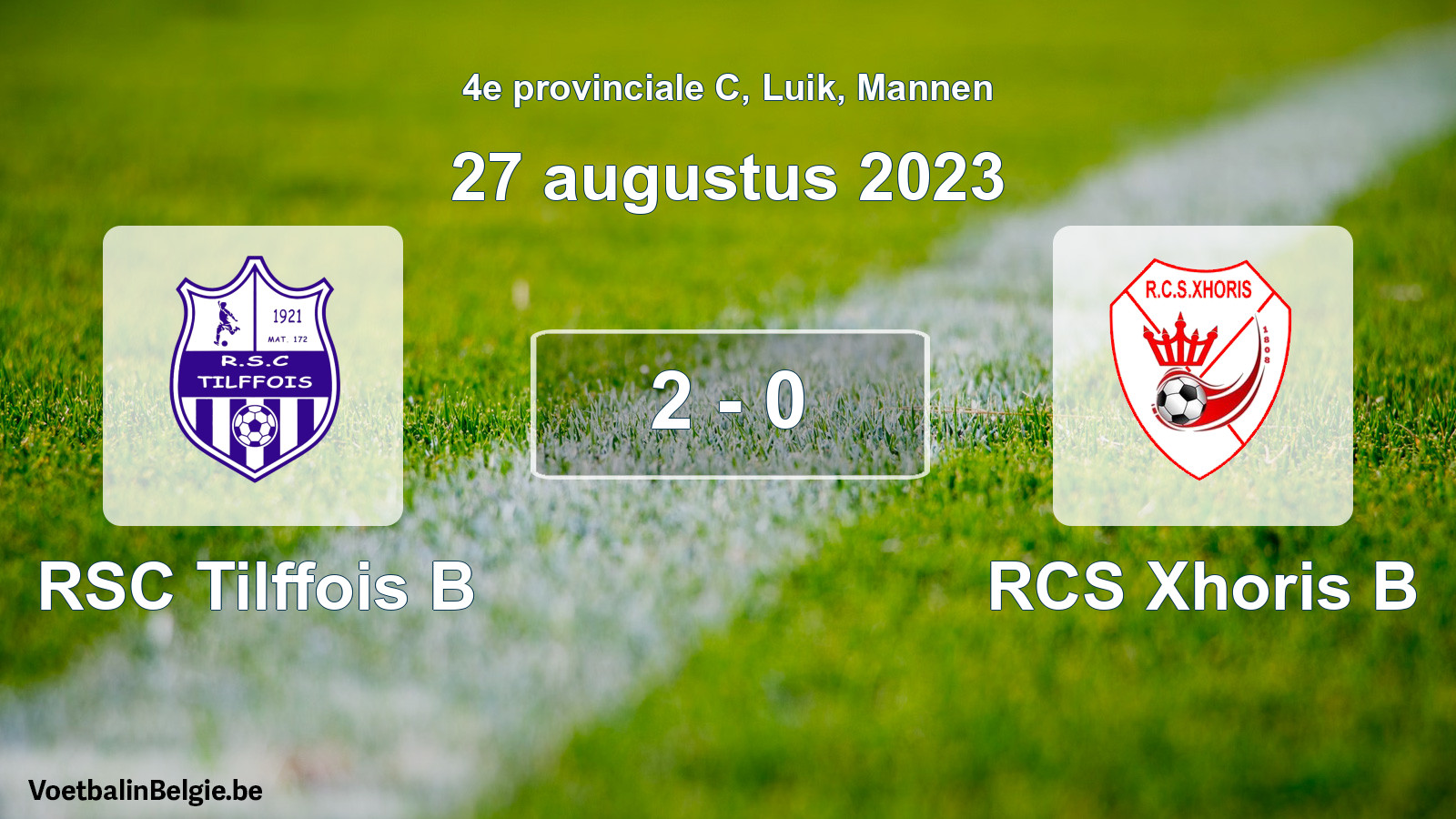 Gespeelde wedstrijd mannenvoetbal: RSC Tilffois B - RCS Xhoris B 2 - 0 (27 augustus 2023)