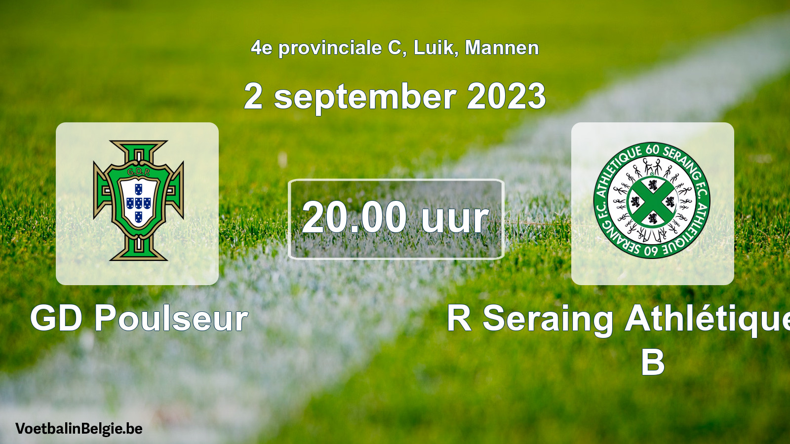 Geplande wedstrijd mannenvoetbal: GD Poulseur - R Seraing Athlétique FC B (2 september 2023)